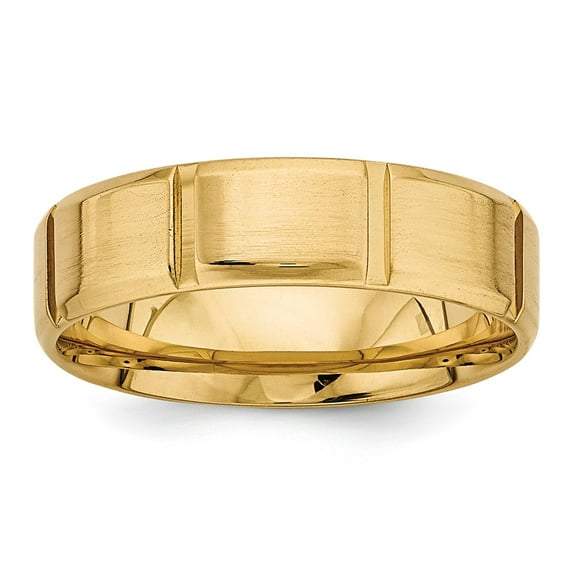 Real 14kt Yellow Gold Heavy Comfort Fit Brush Satin Fancy Band Size: 8; for Adults and Teens; for Women and Men