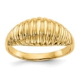 thumbnail image 1 of Real 14kt Yellow Gold High Polished Ribbed Dome Ring Size: 7; for Adults and Teens; for Women and Men, 1 of 5
