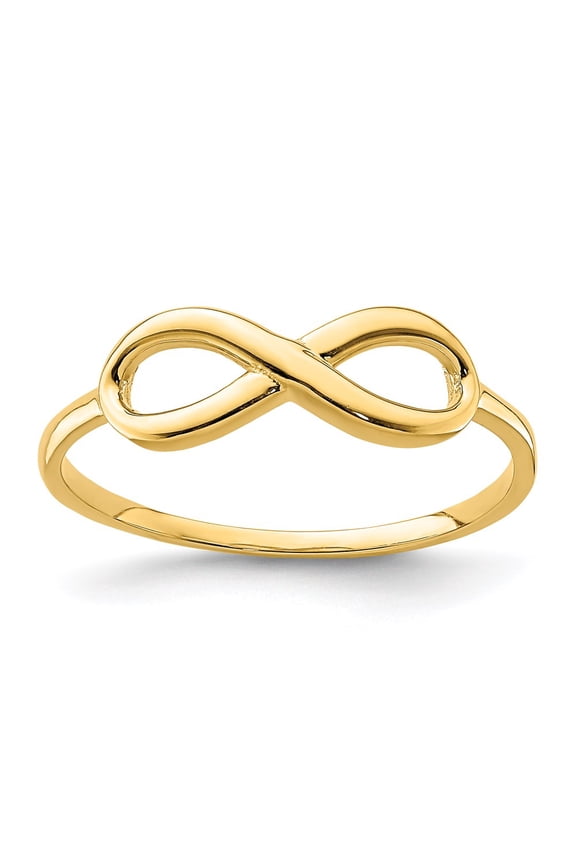 Real 14kt Yellow Gold Infinity Ring Size: 7; for Adults and Teens; for Women and Men