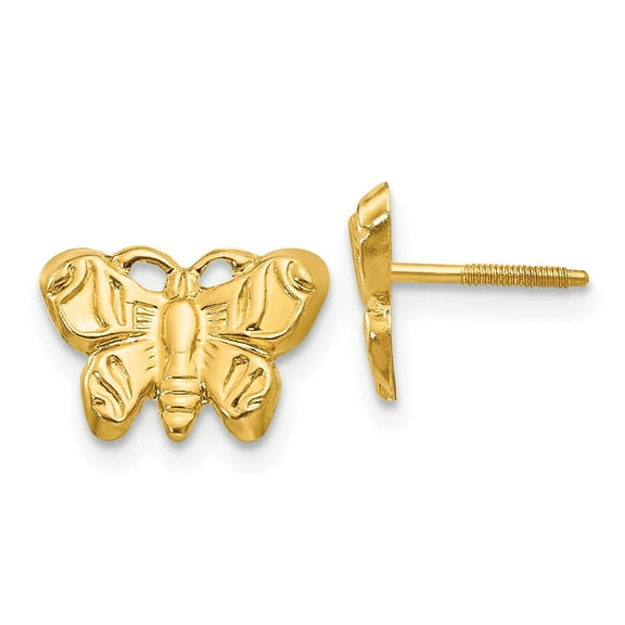 Real 14kt Yellow Gold Madi K Butterfly Earrings; for Adults and Teens; for Women and Men
