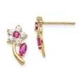 thumbnail image 1 of Real 14kt Yellow Gold Madi K Clear & Red CZ Flower Post Earrings; for Adults and Teens; for Women and Men, 1 of 3