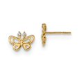 thumbnail image 1 of Real 14kt Yellow Gold Madi K Polished CZ Butterfly Post Earrings; for Adults and Teens; for Women and Men, 1 of 2