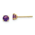 thumbnail image 1 of Real 14kt Yellow Gold Madi K Round Amethyst 4mm Post Earrings; for Adults and Teens; for Women and Men, 1 of 3