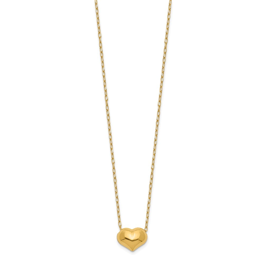 SKY JEWELERS Real 14kt Yellow Gold Madi K Small Hollow Heart With Chain Necklace; 16 inch; for Adults and Teens; for Women and Men