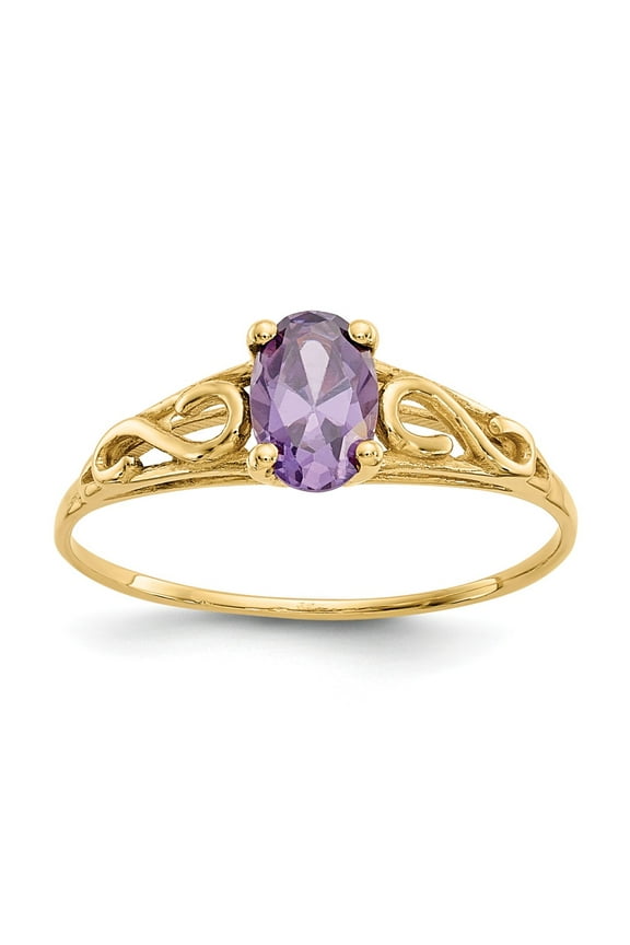 Real 14kt Yellow Gold Madi K Synthetic Amethyst Ring Size: 5; for Adults and Teens; for Women and Men
