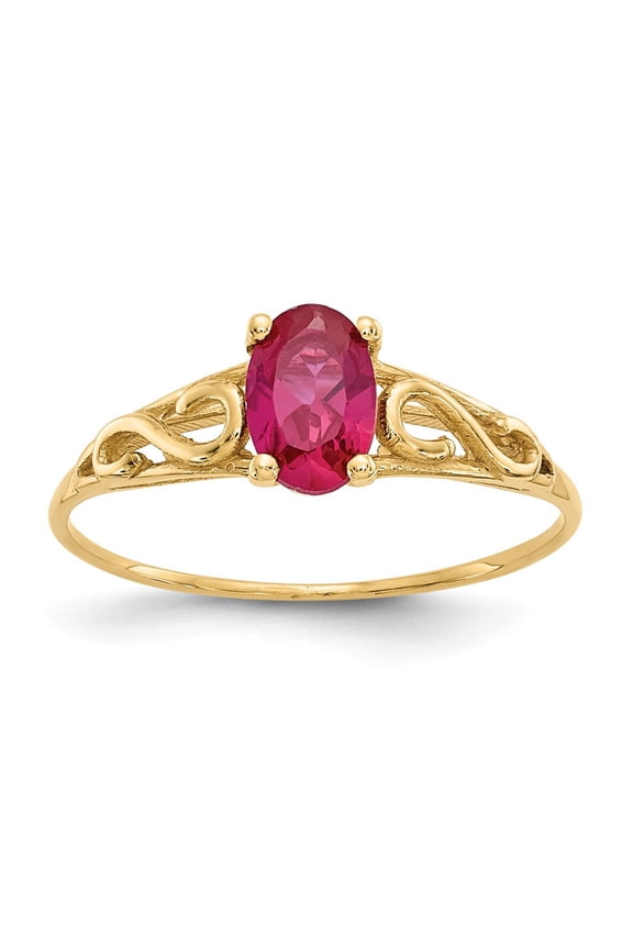 Real 14kt Yellow Gold Madi K Synthetic Ruby Ring Size: 5; for Adults and Teens; for Women and Men