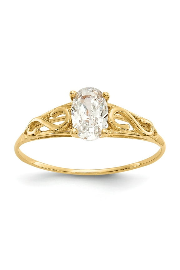 Real 14kt Yellow Gold Madi K Synthetic White Spinel Ring Size: 5; for Adults and Teens; for Women and Men