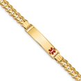 thumbnail image 1 of Real 14kt Yellow Gold Medical Red Enamel Curb ID Chain Bracelet; 8 inch; Lobster Clasp; for Adults and Teens; for Women and Men, 1 of 3