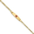 thumbnail image 1 of Real 14kt Yellow Gold Medical Semi-Solid Soft Diamond Shape Red Enamel Figaro ID Chain Bracelet; for Adults and Teens; for Women and Men, 1 of 3