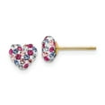 thumbnail image 1 of Real 14kt Yellow Gold Multi-colored Crystal 6mm Heart Post Earrings; for Adults and Teens; for Women and Men, 1 of 3