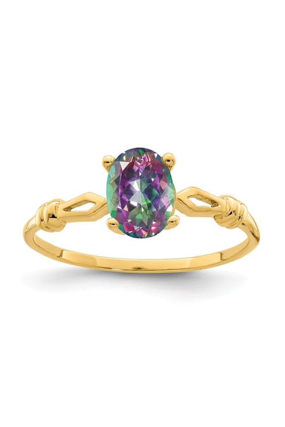 Real 14kt Yellow Gold Mystic Fire Topaz Polished Ring Size: 6; for Adults and Teens; for Women and Men