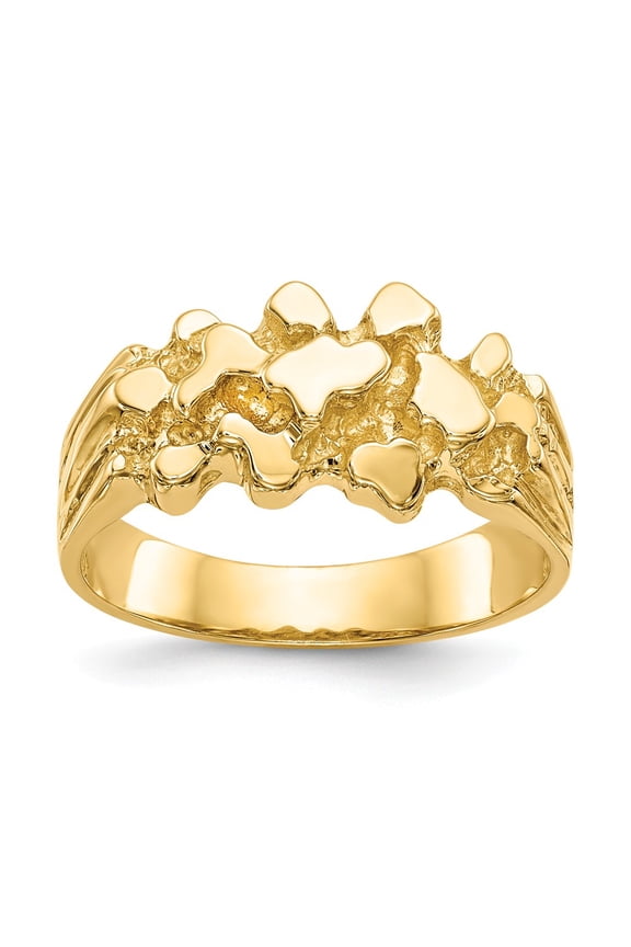 Real 14kt Yellow Gold Nugget Ring Size: 8; for Adults and Teens; for Women and Men