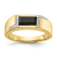 thumbnail image 1 of Real 14kt Yellow Gold Onyx and Diamond Mens Ring Size: 10; for Adults and Teens; for Women and Men, 1 of 5
