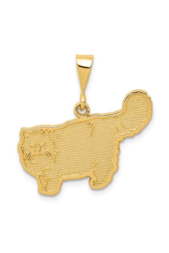 Real 14kt Yellow Gold Persian Cat Pendant; for Adults and Teens; for Women and Men
