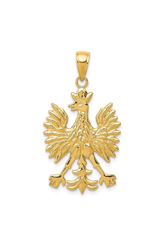 Real 14kt Yellow Gold Phoenix Mythological Bird Charm Pendant; for Adults and Teens; for Women and Men