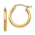 thumbnail image 1 of Real 14kt Yellow Gold Polished 2mm Lightweight Tube Hoop Earrings; for Adults and Teens; for Women and Men, 1 of 3