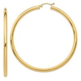 thumbnail image 1 of Real 14kt Yellow Gold Polished 3mm Lightweight Tube Hoop Earrings; for Adults and Teens; for Women and Men, 1 of 3