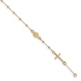 thumbnail image 1 of Real 14kt Yellow Gold Polished 7.5in Cross Rosary Chain Bracelet; 6.5 inch; for Adults and Teens; for Women and Men, 1 of 3