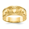 thumbnail image 1 of Real 14kt Yellow Gold Polished Claddagh Band Size: 7; for Adults and Teens; for Women and Men, 1 of 1