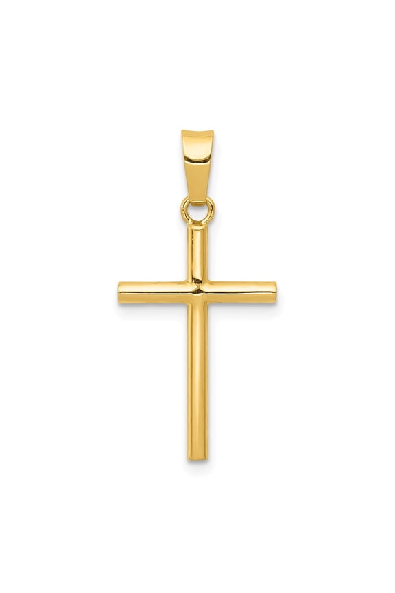Real 14kt Yellow Gold Polished Cross Pendant; for Adults and Teens; for Women and Men