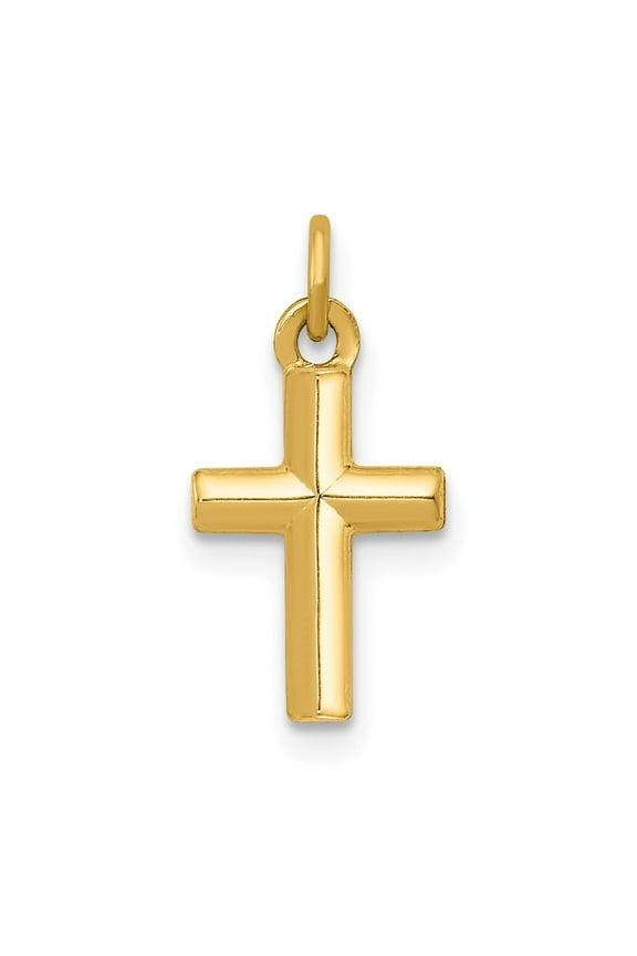Real 14kt Yellow Gold Polished Cross Pendant; for Adults and Teens; for Women and Men