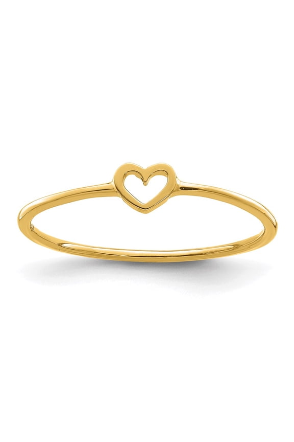 Real 14kt Yellow Gold Polished Heart Ring Size: 7; for Adults and Teens; for Women and Men