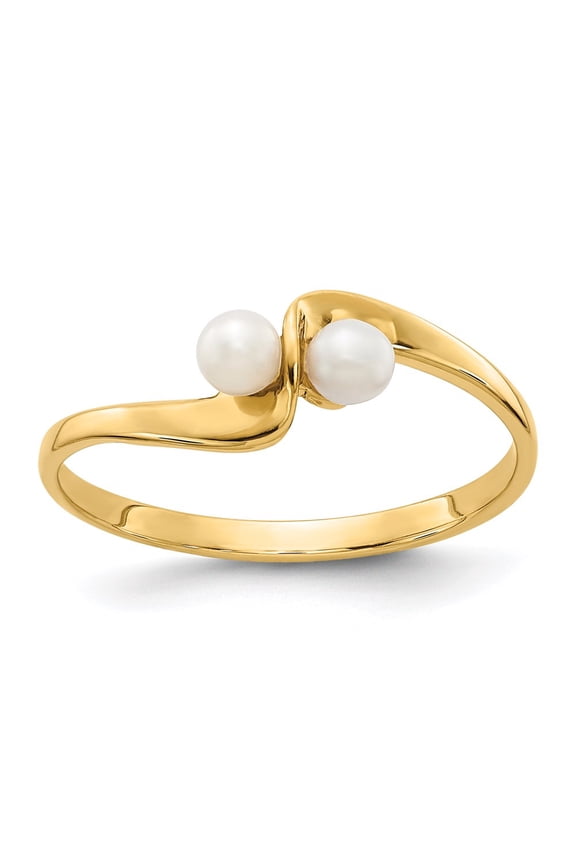 Real 14kt Yellow Gold Polished Pearl Ring Mounting Size: 6; for Adults and Teens; for Women and Men