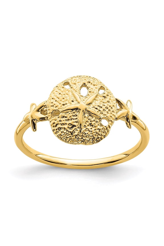 Real 14kt Yellow Gold Polished Sand Dollar Ring Size: 7; for Adults and Teens; for Women and Men