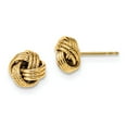 thumbnail image 1 of Real 14kt Yellow Gold Polished Textured Love Knot Post Earrings; for Adults and Teens; for Women and Men, 1 of 2