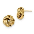thumbnail image 1 of Real 14kt Yellow Gold Polished Textured Triple Love Knot Post Earrings; for Adults and Teens; for Women and Men, 1 of 2