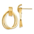 thumbnail image 1 of Real 14kt Yellow Gold Polished Triple Circle Fancy Post Earrings; for Adults and Teens; for Women and Men, 1 of 3