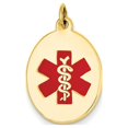 thumbnail image 1 of Real 14kt Yellow Gold Red Enamel Medical Jewelry Pendant; for Adults and Teens; for Women and Men, 1 of 2