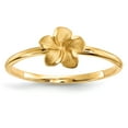 thumbnail image 1 of Real 14kt Yellow Gold Satin & Diamond-cut Plumeria Ring Size: 7; for Adults and Teens; for Women and Men, 1 of 4