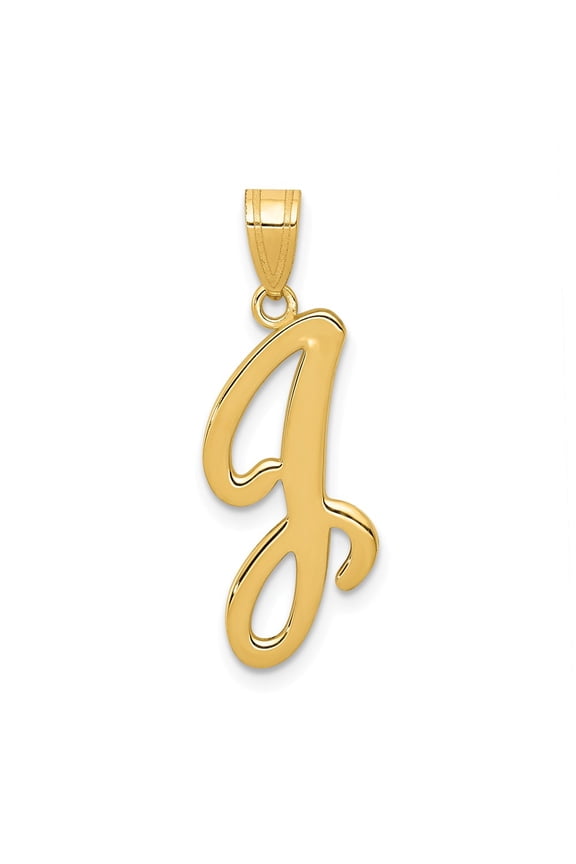 Real 14kt Yellow Gold Script Letter J Initial Pendant; for Adults and Teens; for Women and Men