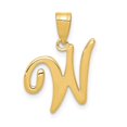 thumbnail image 1 of Real 14kt Yellow Gold Script Letter W Initial Pendant; for Adults and Teens; for Women and Men, 1 of 1