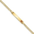 thumbnail image 1 of Real 14kt Yellow Gold Semi-Solid Medical Polished Red Enamel Cuban ID Chain Bracelet; for Adults and Teens; for Women and Men, 1 of 3