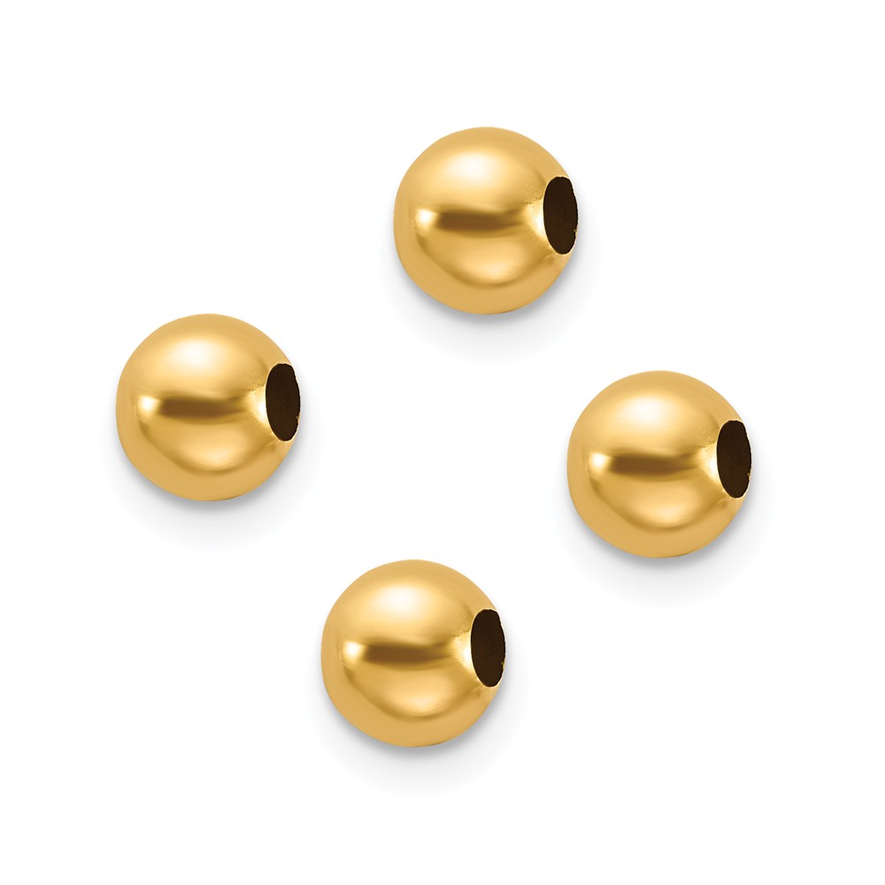 Real 14kt Yellow Gold Set of 4; 4mm Spacer Beads; for Adults and Teens; for Women and Men