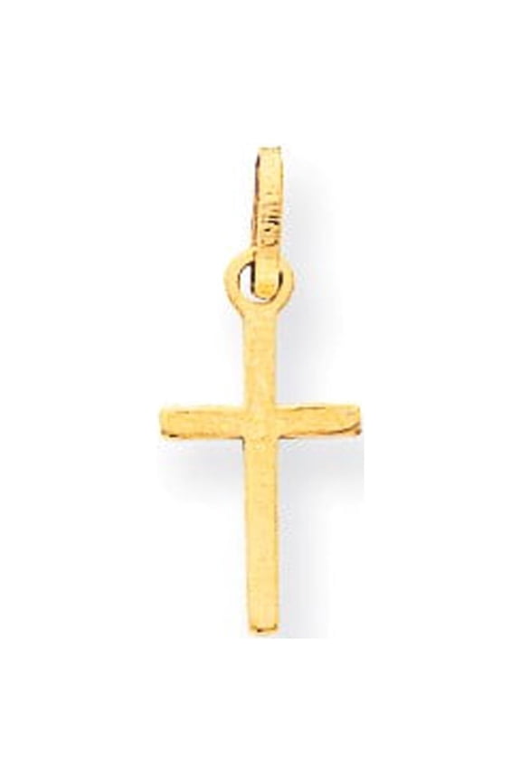 Real 14kt Yellow Gold Small Cross Charm Pendant; for Adults and Teens; for Women and Men