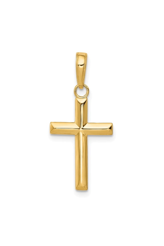 Real 14kt Yellow Gold Small Cross Pendant; for Adults and Teens; for Women and Men