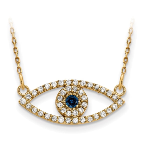 Real 14kt Yellow Gold Small Evil Eye Necklace With out Chain Mounting; for Adults and Teens; for Women and Men
