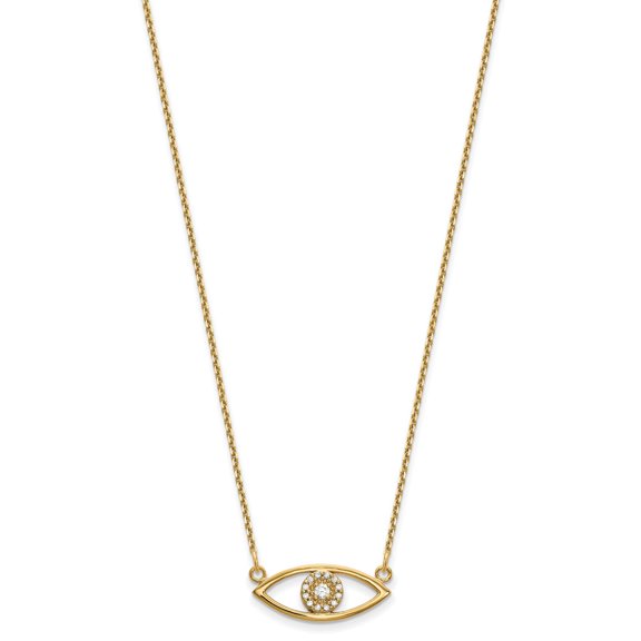 Real 14kt Yellow Gold Small Evil Eye Necklace With out Chain Mounting; for Adults and Teens; for Women and Men