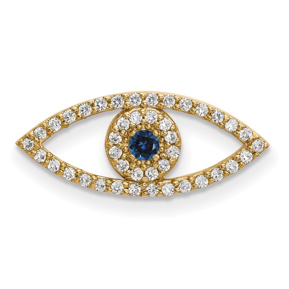 Real 14kt Yellow Gold Small Evil Eye Pendant Mounting; for Adults and Teens; for Women and Men
