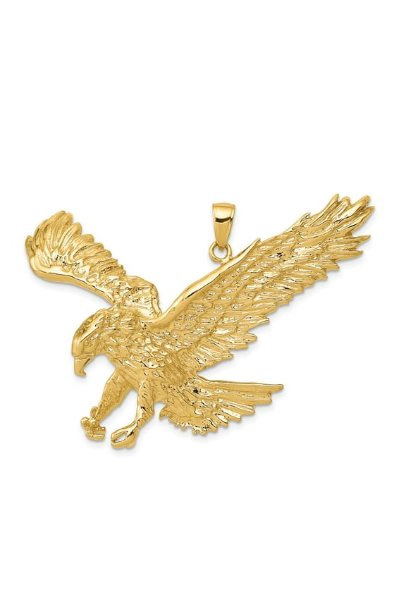 Real 14kt Yellow Gold Solid Polished Eagle Pendant; for Adults and Teens; for Women and Men