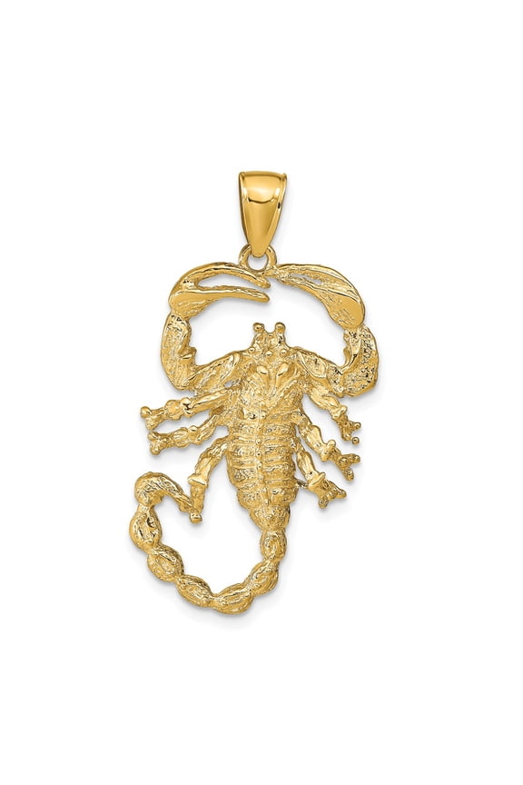 Real 14kt Yellow Gold Solid Polished Open-Backed Scorpion Pendant; for Adults and Teens; for Women and Men