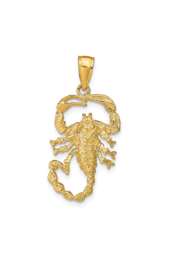 Real 14kt Yellow Gold Solid Polished Open-Backed Scorpion Pendant; for Adults and Teens; for Women and Men