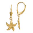thumbnail image 1 of Real 14kt Yellow Gold Starfish Leverback Earrings; for Adults and Teens; for Women and Men, 1 of 3