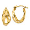 thumbnail image 1 of Real 14kt Yellow Gold Twisted Hoop Earrings; for Adults and Teens; for Women and Men, 1 of 4