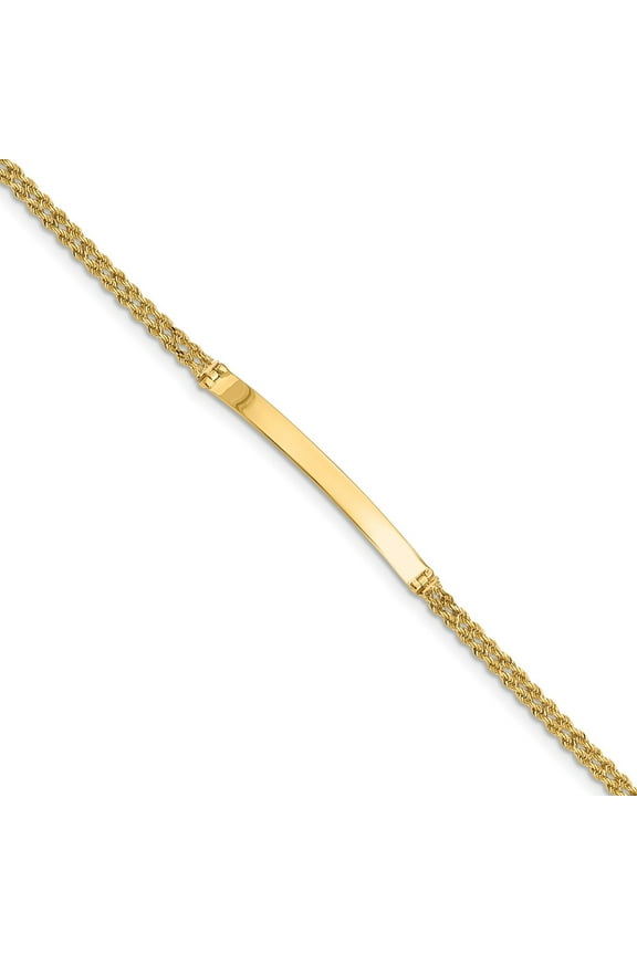 Real 14kt Yellow Gold Two Strand Rope ID Chain Bracelet; 8 inch; Lobster Clasp; for Adults and Teens; for Women and Men