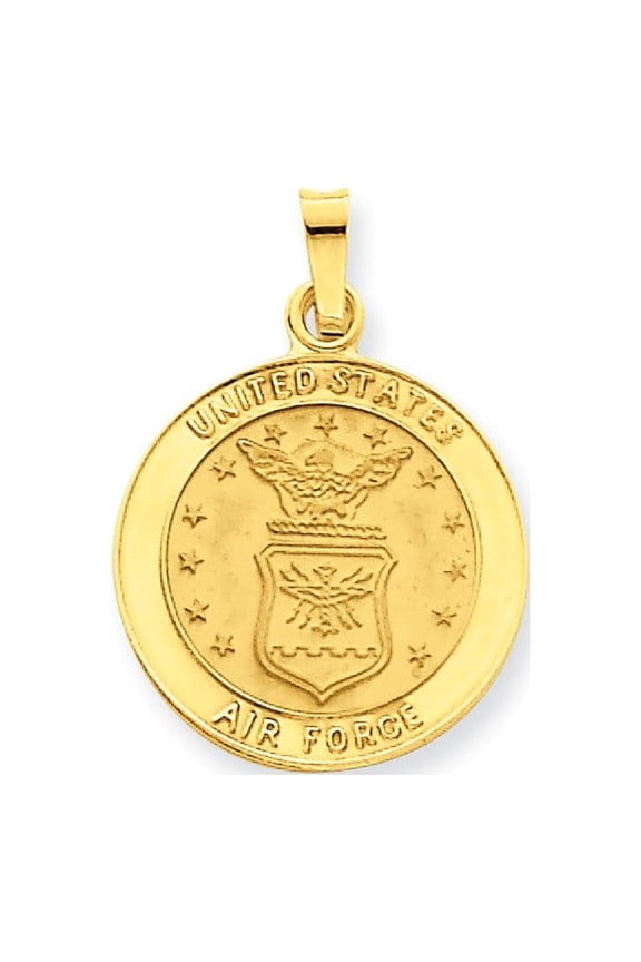Real 14kt Yellow Gold U.S. AIR FORCE Insignia Disc Pendant; for Adults and Teens; for Women and Men