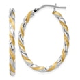 thumbnail image 1 of Real 14kt Yellow Gold & White Rhodium Twisted Hoop Earrings; for Adults and Teens; for Women and Men, 1 of 4